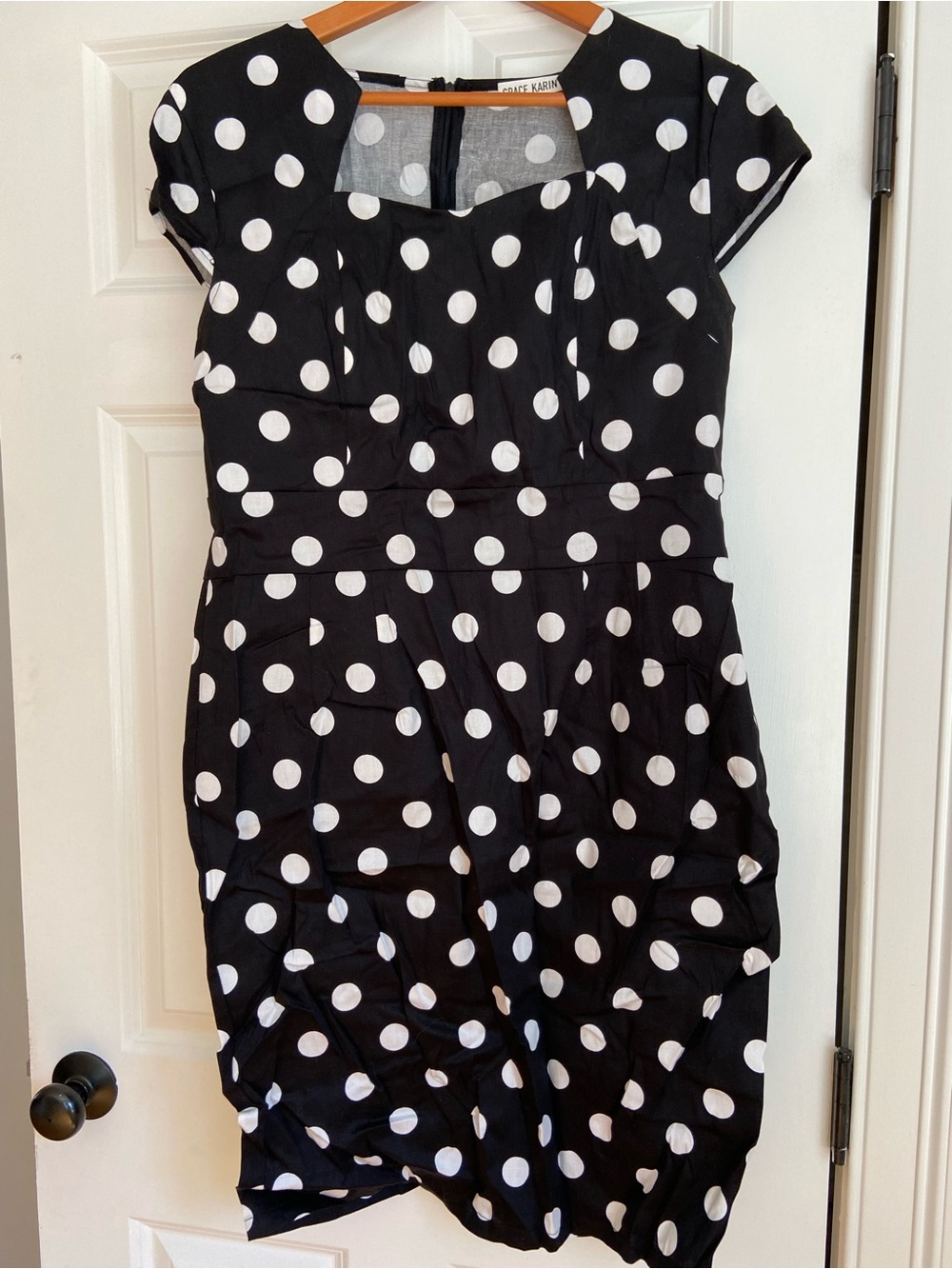 Grace Karin Black & White Polka Dot Midi Dress